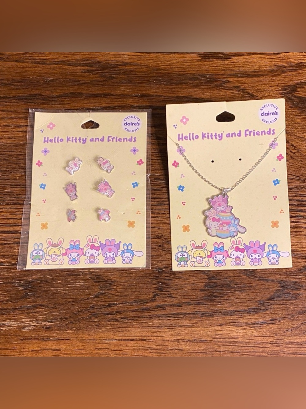 NWT Claire’s Hello Kitty My Melody Kuromi Easter Necklace & Earrings Set Sanrio